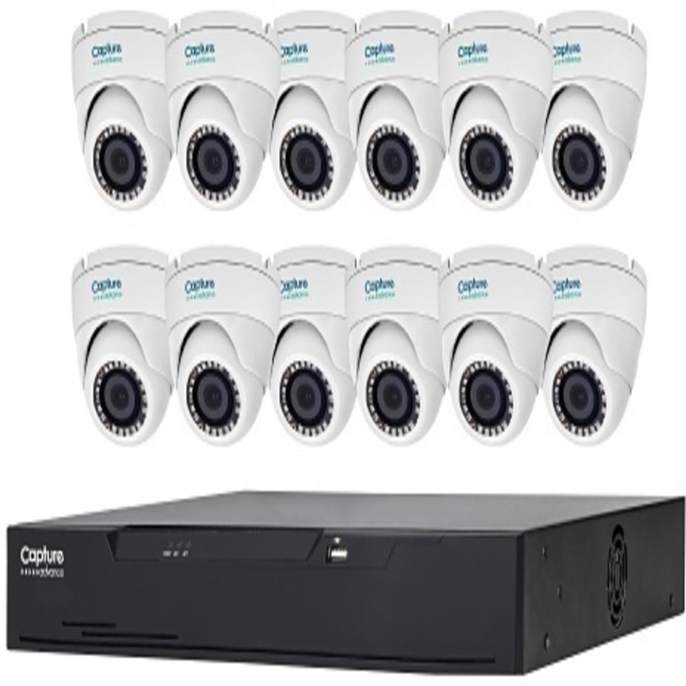 Capture Advance R2-HD16C5MPK DVR and Eyeball Cameras Surveillance Kit; includes: includes (1) 5MP 16-channel DVR with 2TB HHD, and (12) 5MP HD Eyeball Cameras