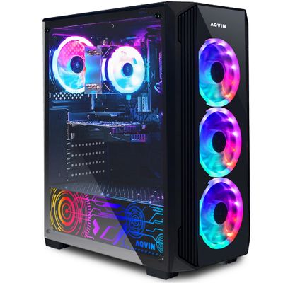 AQVIN ZForcre Gaming PC Desktop - AMD Ryzen 7 Processor Upto 4.10GHz, GeForce RTX 3050 6GB GDDR6 GPU, 16GB DDR4 RAM and 1TB SSD, HDMI, Windows 11 Pro - Black