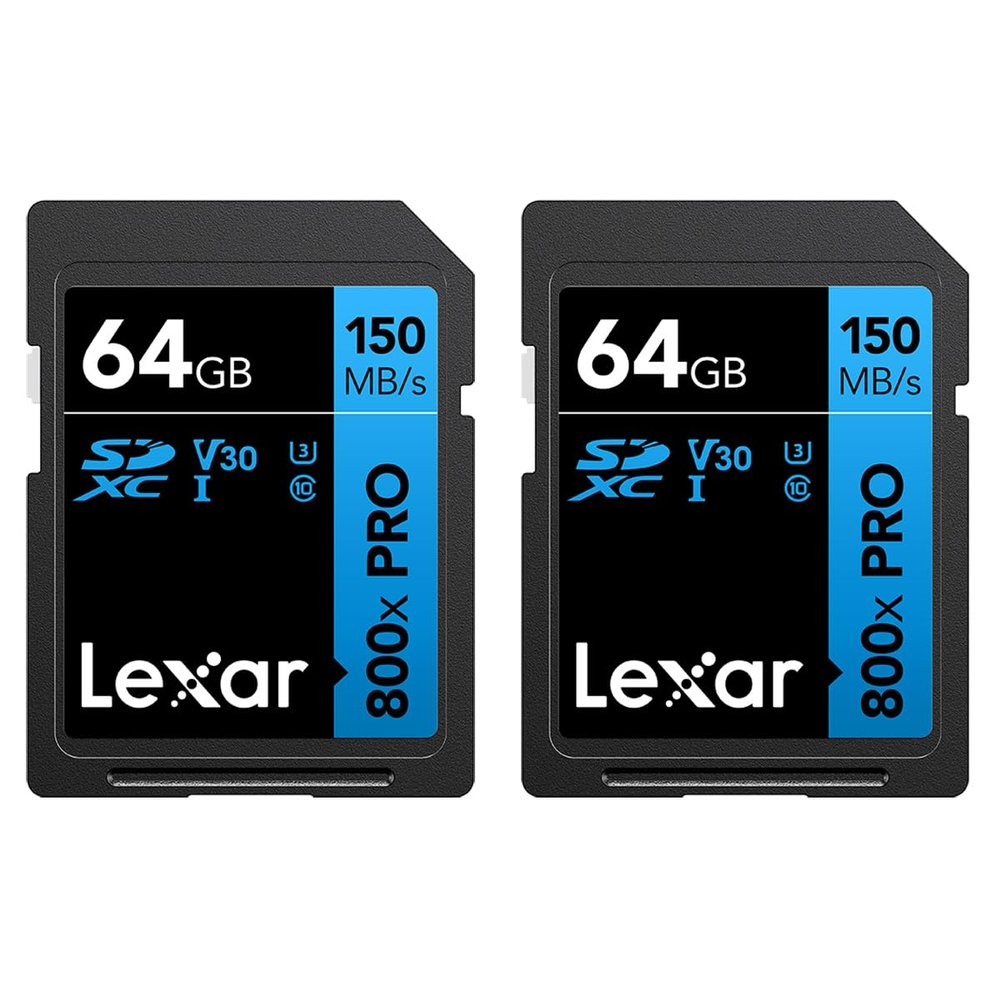 Lexar Blue Series High-Performance 800x SDHC/SDXC UHS-I Cards 64GB 2-Pack, LSD0800P064G-B2NNU