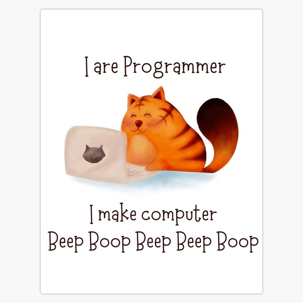 Leyland Designs I are Programmer| Cat Programmer Bumper Sticker Window Water Bottle Decal 5""