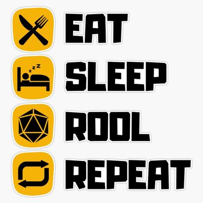 Leyland Designs Eat Sleep Roll Repeat d20 Dice RPG Tabletop Roleplaying Game Bumper Sticker Window Water Bottle Decal 5""