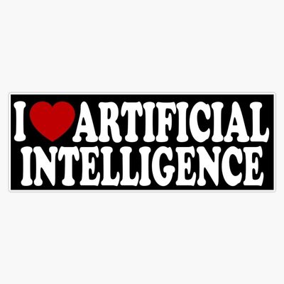 Leyland Designs I Love Artificial Intelligence - I Love AI Bumper Sticker Window Water Bottle Decal 5""