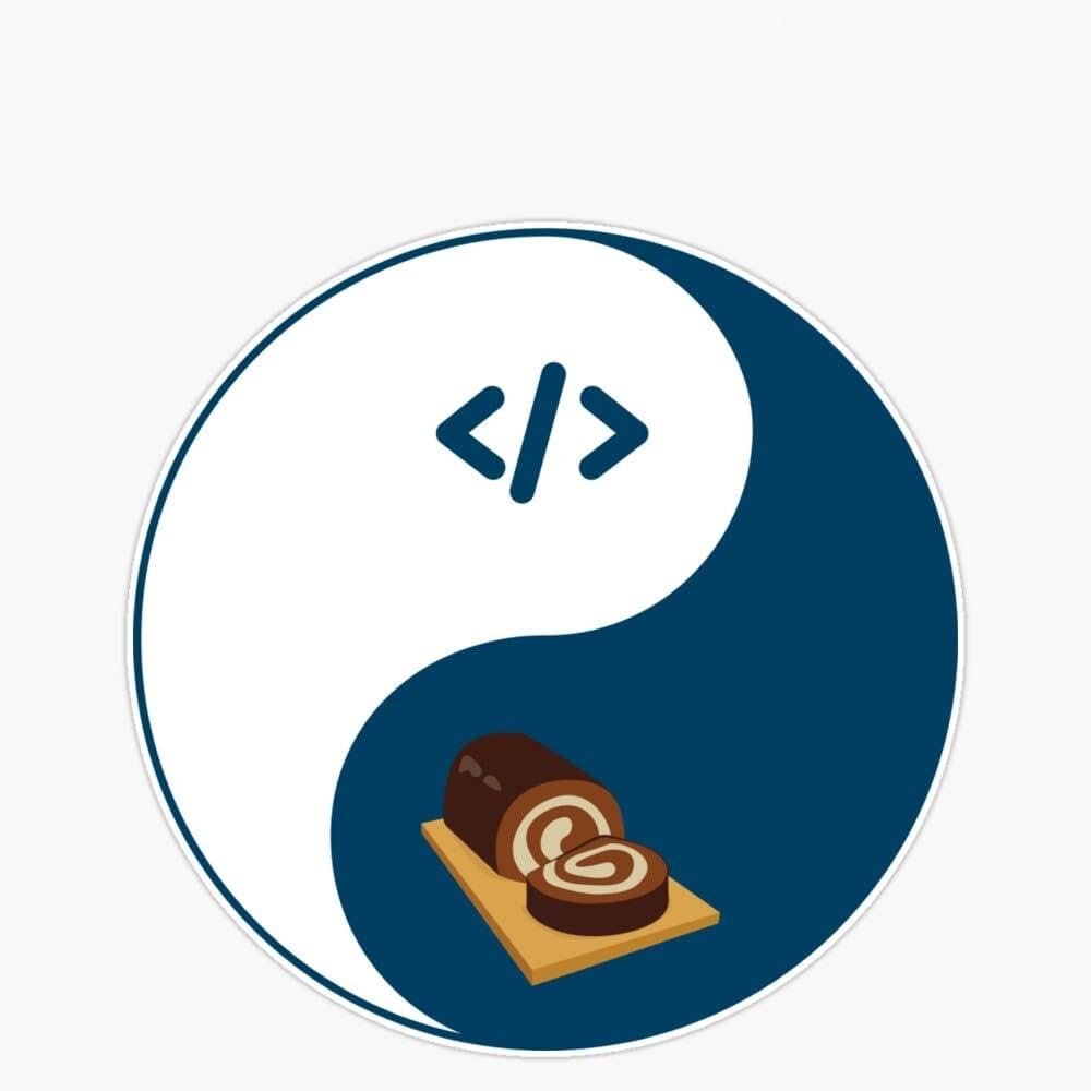 Leyland Designs Swiss Rolls and Programming The Perfect Balance Computer Programmers Bumper Sticker Window Water Bottle Decal 5""