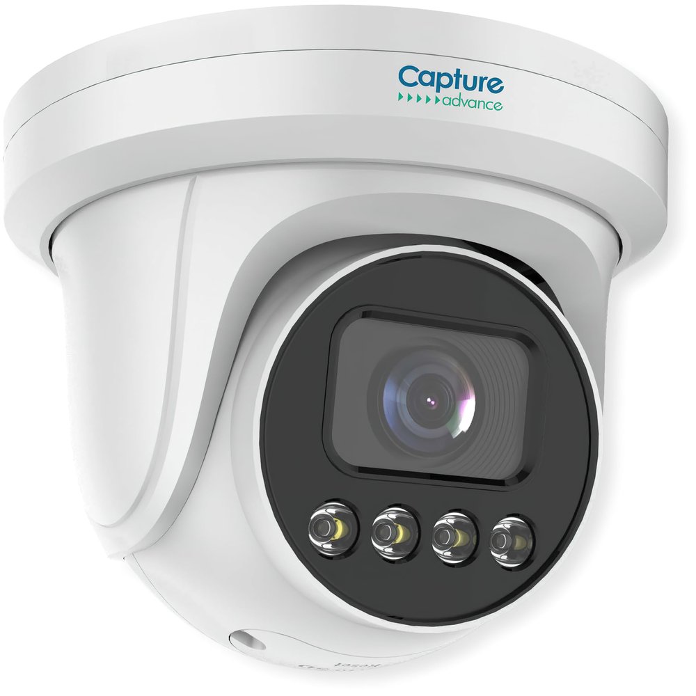 Capture Advance R2-5MPTRMTRZ 5MP IR Turret IP Camera, White; WDR; 2.7-13.5mm Lens; Supports MicroSD Card; IP66; PoE/12VDC; 1/2.8" Progressive Scan CMOS; Motorized Lens; 2560x1920 Max. Resolution