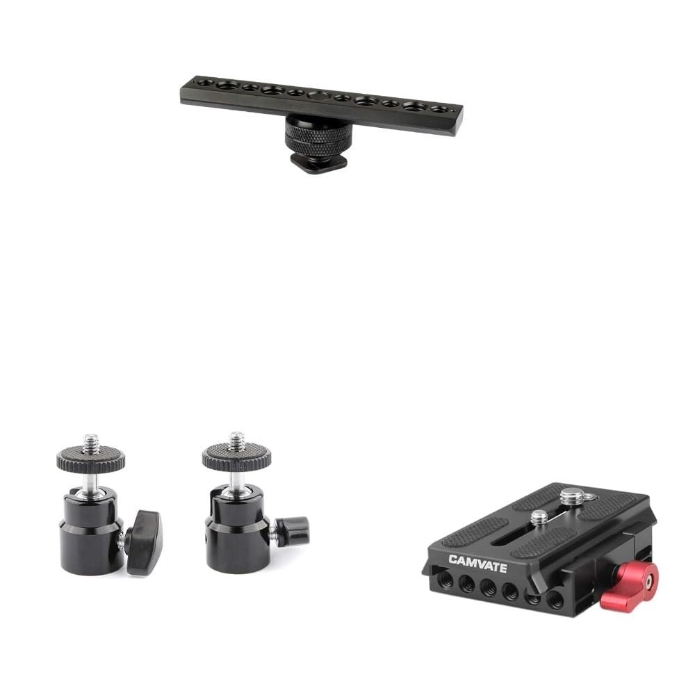 CAMVATE Standard NATO Safety Rail + 1/4"-20 Mini Ball Head + Quick Release Base Plate