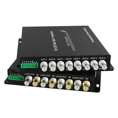 4CH Mini HD-SDI Fiber Converter Support Loop Output, 1080P@ 30Hz HD-SDI Fiber Extender with 1Ch Backward RS485 and 4Ch Tally, Up to 20km Over Single-Mode ST Fiber
