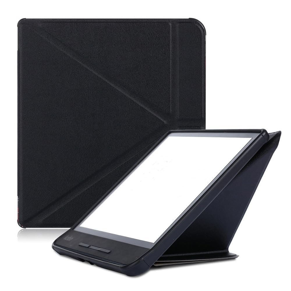 Zrengp for Kobo Forma 8 inch E-Reader (2018 Release Version) E-Book Soft TPU Cover, Ultra Slim Folio PU Leather Case with Sleep/Wake Up Function for Kobo Forma 2018 (Black)