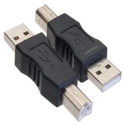 CablesOnline, 2-Pack USB 2.0 Type-A Male to USB 2.0 Type-B Male Adapters, AD-U04K-2