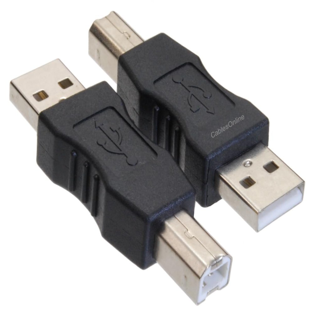 CablesOnline, 2-Pack USB 2.0 Type-A Male to USB 2.0 Type-B Male Adapters, AD-U04K-2