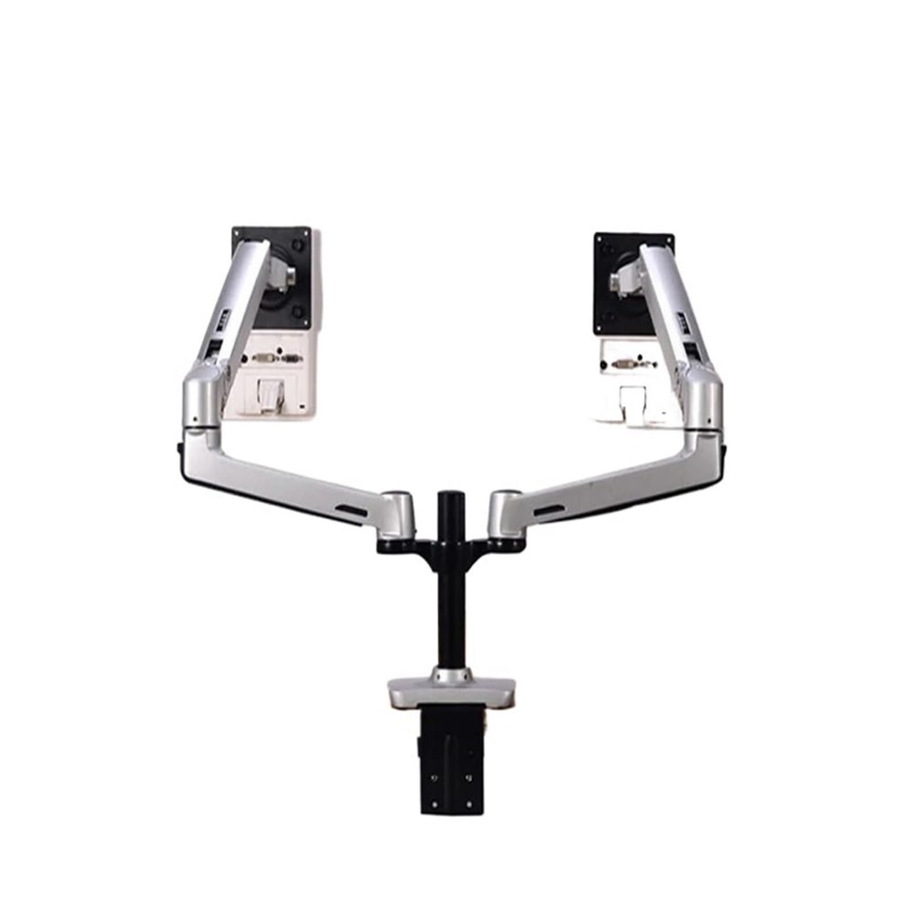 JFUDJKLI XSJ8012-2S Full Motion 17-32 Inch Dual Monitor Stand Mounted Mechanical Spring Arm Aluminum Monitor Stand Each Arm Bears 10kg(Color:Dual arm Silver Grey)