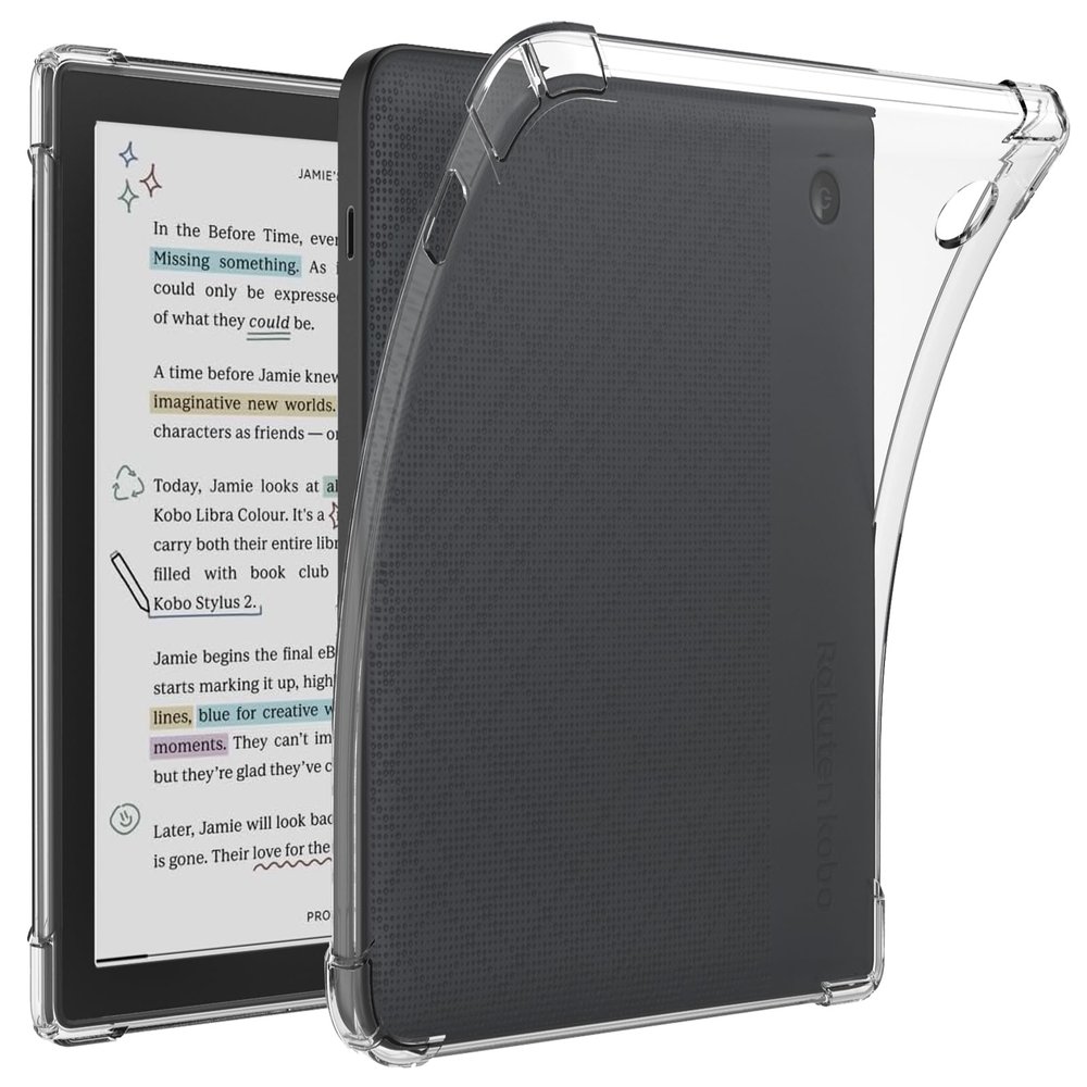 Caweet Clear Case for Kobo Libra Colour 7 Inch 2024 Release, Ultra Soft Flexible Transparent TPU Skin Bumper Back Cover Shell, Clear