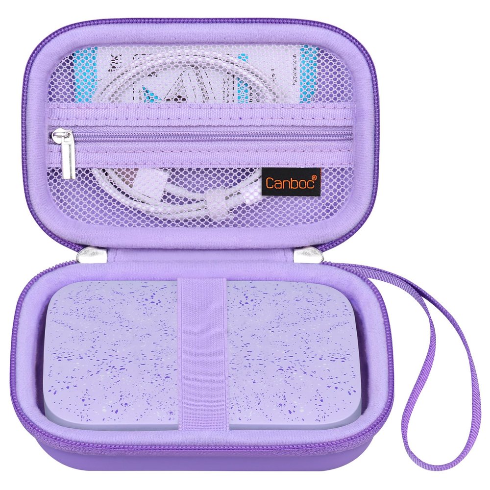 Canboc Carrying Case for HP Sprocket 2x3 Instant Smartphone Photo Printer, Kodak Step Wireless Mobile Photo Printer, Zipper Mesh Bag fits Photo Paper Cable, Purple