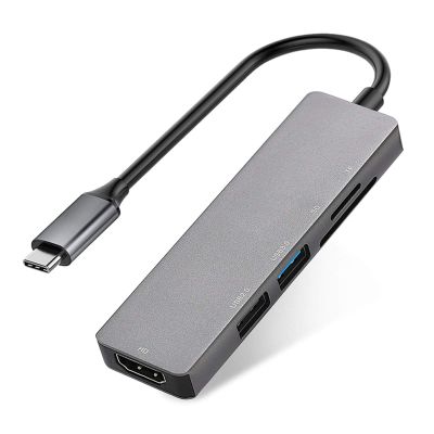 USB C Hub Adapter 5 in 1 Docking Station 4K Ultra HD with TF/SD Card Reader Adapter USB3.0 USB2.0 HDMl Micro SD/TF Card Reader Slot