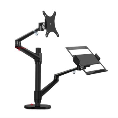 AVXANKTG OL-3L Aluminum Height Adjustable Desktop Double Arm 17-32 Inch Monitor Stand + 12-17 Inch Laptop Stand Full Motion Mounting Arm(Color:OL-3L-B)