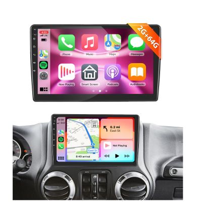 Radio for Jeep Wrangler JK 2007-2016 Compass Grand Dodge Ram Car Stereo with Wireless Carplay HiFi 10.1inch 1080P HD Touchscreen Android Auto Bluetooth GPS 28UIs FM/RDS SWC Backup Camera