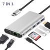USB Hub Type-C to HDMI VGA Gigabit Ethernet 2 USB USB C SD Card Reader 7-in-1 Docking Hub for Notebooks with Type-C Interface Silver view 2
