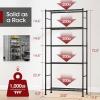 Sakugi Storage Shelves - 5 Tier Shelf Organizer, Heavy Duty Garage Shelving Unit with Leveling Feet, Stable Metal Shelves Organizer for Pantry, Kitchen and Closet, 33.0" W x 12.6" D x 72.0" H, Black view 2