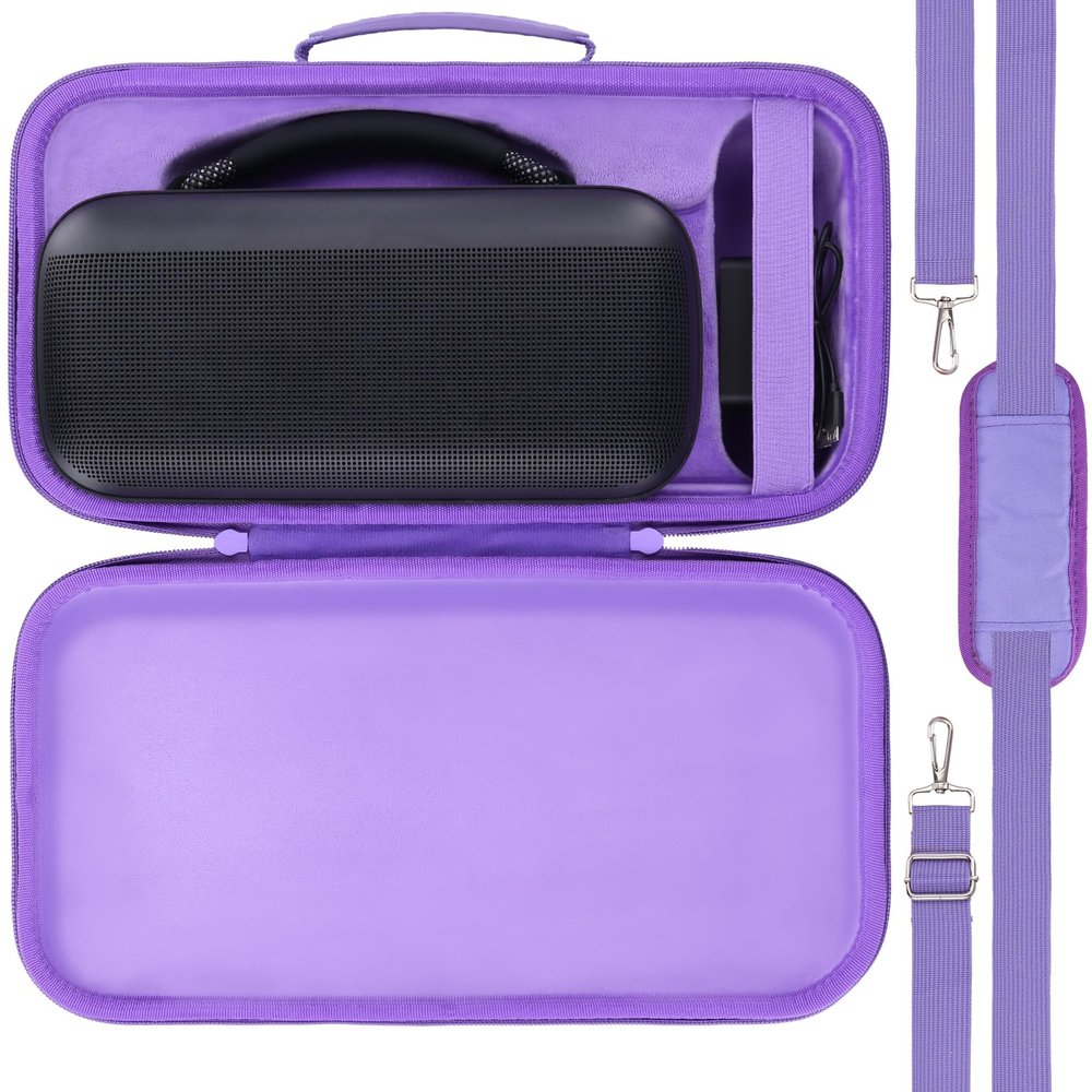 for Bose SoundLink Max Portable Speaker Hard Protective Case, Portable Travel Case Replacement with Shoulder Strap and Handle (Purple Case) - co2CREA