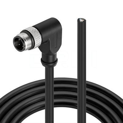 DRRI Right Angle M12 4pin Male A-Code Aviation Connector to Open End Electrical Cable for Sensor Devices and Actuator Devices