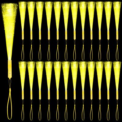 NUDALA 36 Pack Yellow Fiber Optic Glow Stick Wands Bulk with 3 Flashing Models for Valentine's Day St Patrick's Day Easter 4th of July Halloween Party Favors Bachelorette Concerts Clubs