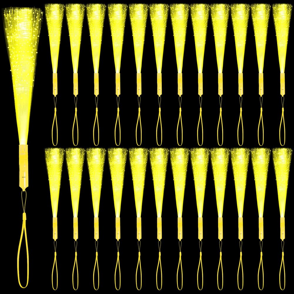 NUDALA 36 Pack Yellow Fiber Optic Glow Stick Wands Bulk with 3 Flashing Models for Valentine's Day St Patrick's Day Easter 4th of July Halloween Party Favors Bachelorette Concerts Clubs