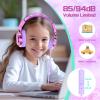 QearFun Kids Headphones Wired with Mic, 85/94dB Safe Volume Limit, Foldable Over Ear, Tangle-Free Cord & Sharing Port, Wired On-Ear Headset for School, Chromebook, Tablet, Travel - Boys & Girls view 3