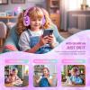 QearFun Kids Headphones Wired with Mic, 85/94dB Safe Volume Limit, Foldable Over Ear, Tangle-Free Cord & Sharing Port, Wired On-Ear Headset for School, Chromebook, Tablet, Travel - Boys & Girls view 4
