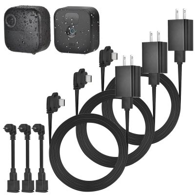 3Pack 25ft/7.5m Power Adapter for Blink Outdoor 4 (4th Gen)&(3rd Gen)&Blink XT2/XT, Weatherproof Flat Extension Cable with Extra Type C to Micro USB Adapter Continuously Charging Blink Outdoor Camera