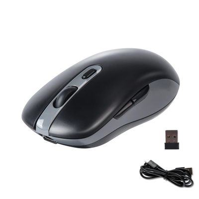 Wireless Mouse Bluetooth & 2.4G Dual Mode Rechargeable Optical Wireless Computer Mice with USB Receiver, 3 Adjustable DPI Portable Ergonomic Cordless Bluetooth Mouse for Laptop PC iPad Mac OS, Black