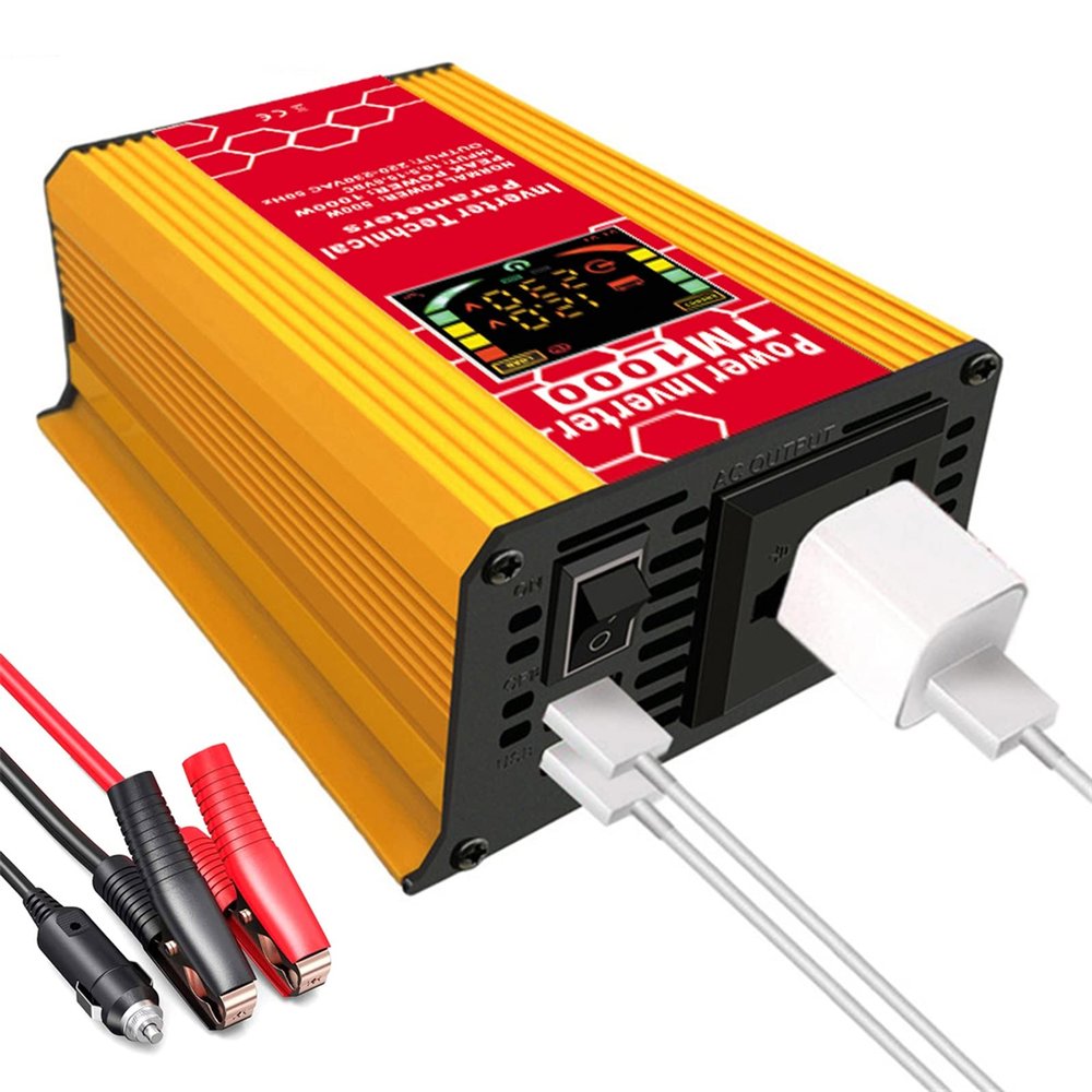 RIEJIN 500W Power Inverter DC 12V to 110V/220V AC Car Charger Converter with 4.8A Dual USB Ports & Digital Display(Color:110V)