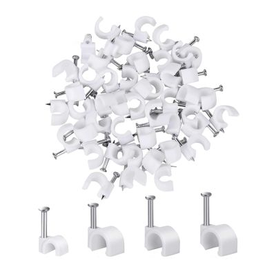 TEMKIN 100PCS Round Cable Wire Clips 4mm 6mm 8mm 10mm Cable Management Electrical Wire Cord Tie Holder Circle Cable Clips(Size:4mm 100pcs)