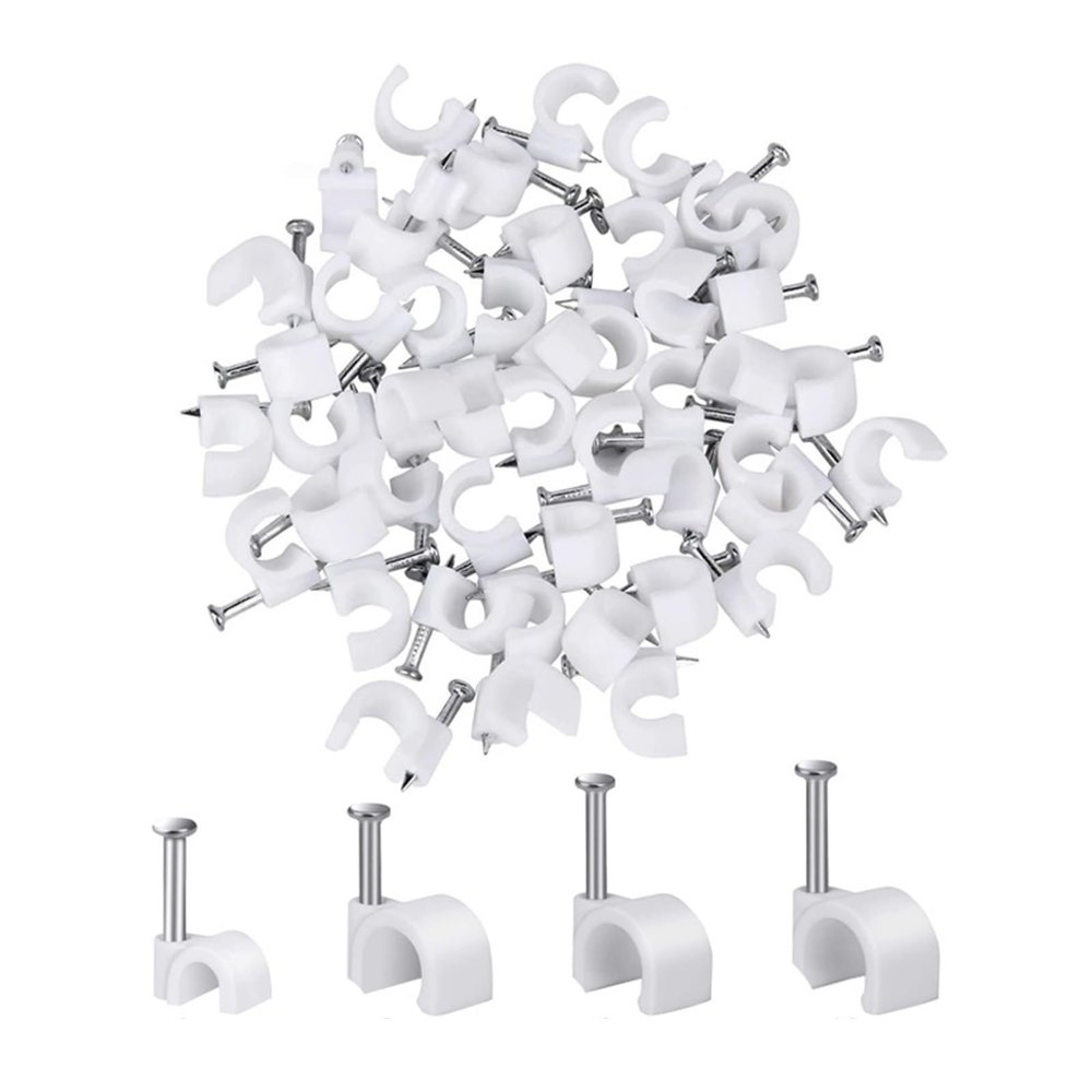 TEMKIN 100PCS Round Cable Wire Clips 4mm 6mm 8mm 10mm Cable Management Electrical Wire Cord Tie Holder Circle Cable Clips(Size:4mm 100pcs)