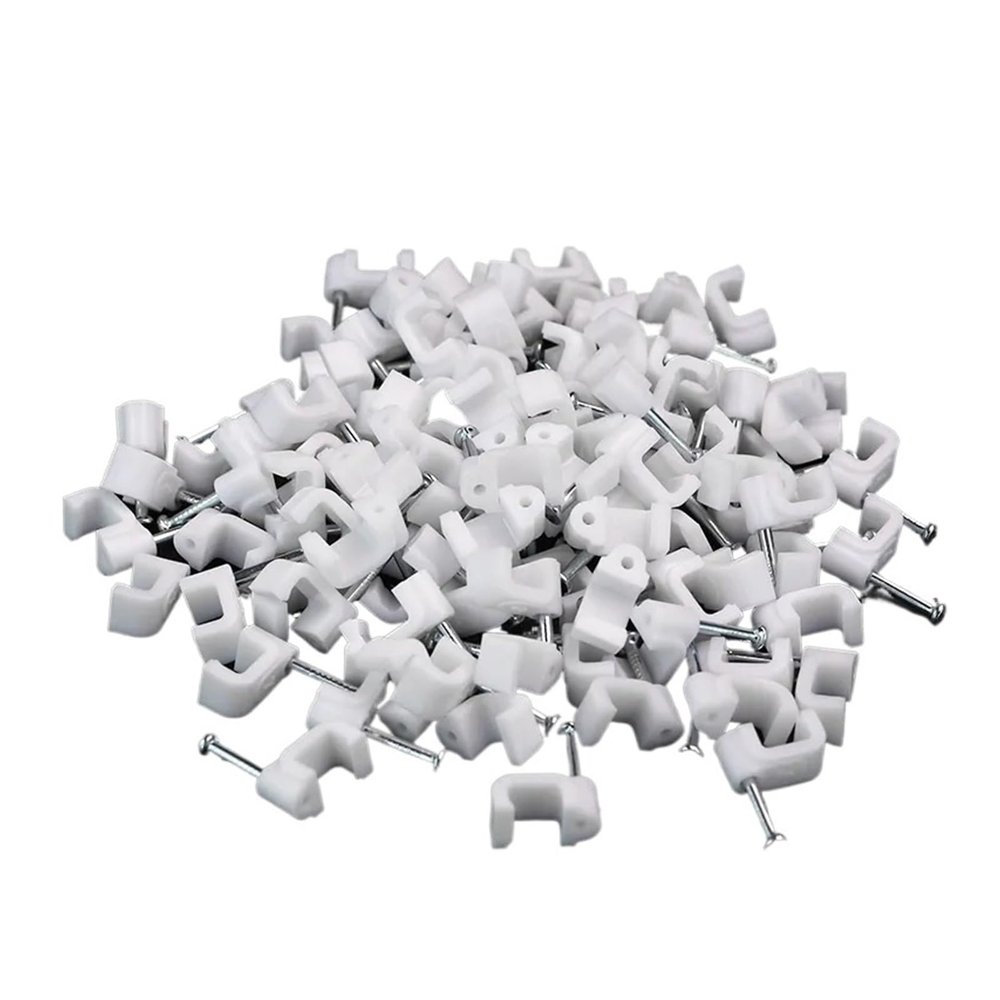 TEMKIN Round Cable Wire Clips 4mm 6mm 8mm 10mm Cable Management Electrical Wire Cord Tie Holder Circle Cable Clips(Size:Round 10mm 100PCS)