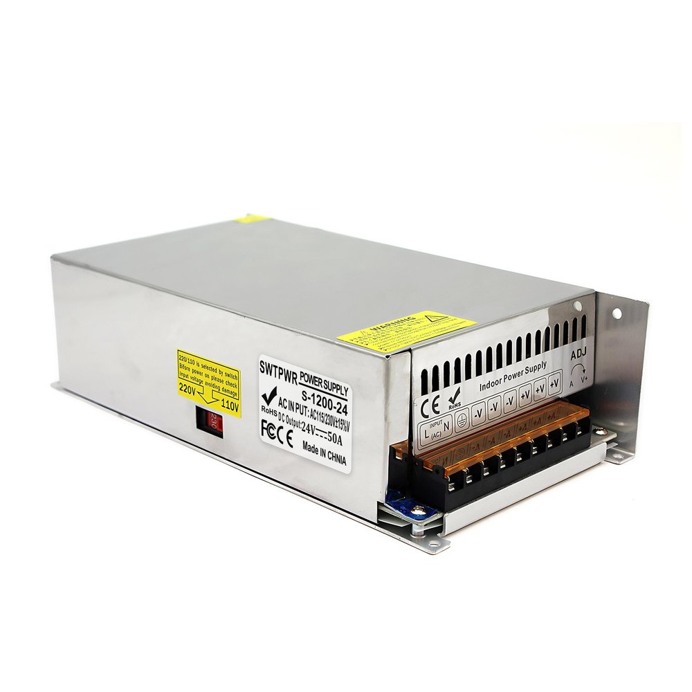 SWTPWR 24V Power Supply AC 110V to DC 24V Converter AC to DC Converter SMPS 24V 50A 1200W AC/DC Power Adapter 24v Transformer Designed for LED Car Devices and CCTV