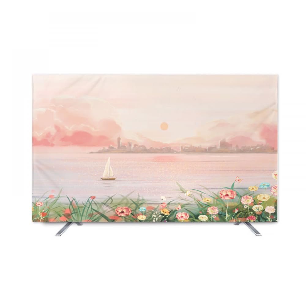 GSGC TV Cover TV Dust Covers 32-80Inch LCD/LED TV /computer Dust Cover Cloth Indoor Art Decor Printing Paintings Desktop/Hanging/Curved Universal Monitor Screen Protectors-Pink||32 inch