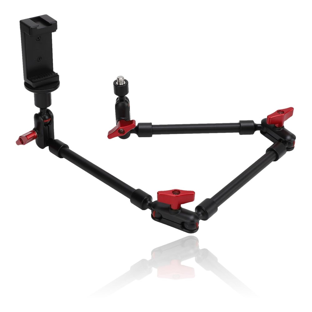 Articulating Friction Magic Arm with 1/4 inch, 3/8 inch Interface, Camera Mount for Fill Light, Microphone, DSLR, Action Camera, Adjustable Magic Arm with Clamp (31 Inch)
