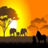 Loccor 17x10ft Fabric African Safari Backdrop Sunset Elephant Family Lions Silhouette Background Safari Animal Theme Birthday Party Decorations Baby Shower Photo Props view 1
