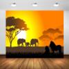Loccor 17x10ft Fabric African Safari Backdrop Sunset Elephant Family Lions Silhouette Background Safari Animal Theme Birthday Party Decorations Baby Shower Photo Props view 2
