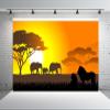 Loccor 17x10ft Fabric African Safari Backdrop Sunset Elephant Family Lions Silhouette Background Safari Animal Theme Birthday Party Decorations Baby Shower Photo Props view 4