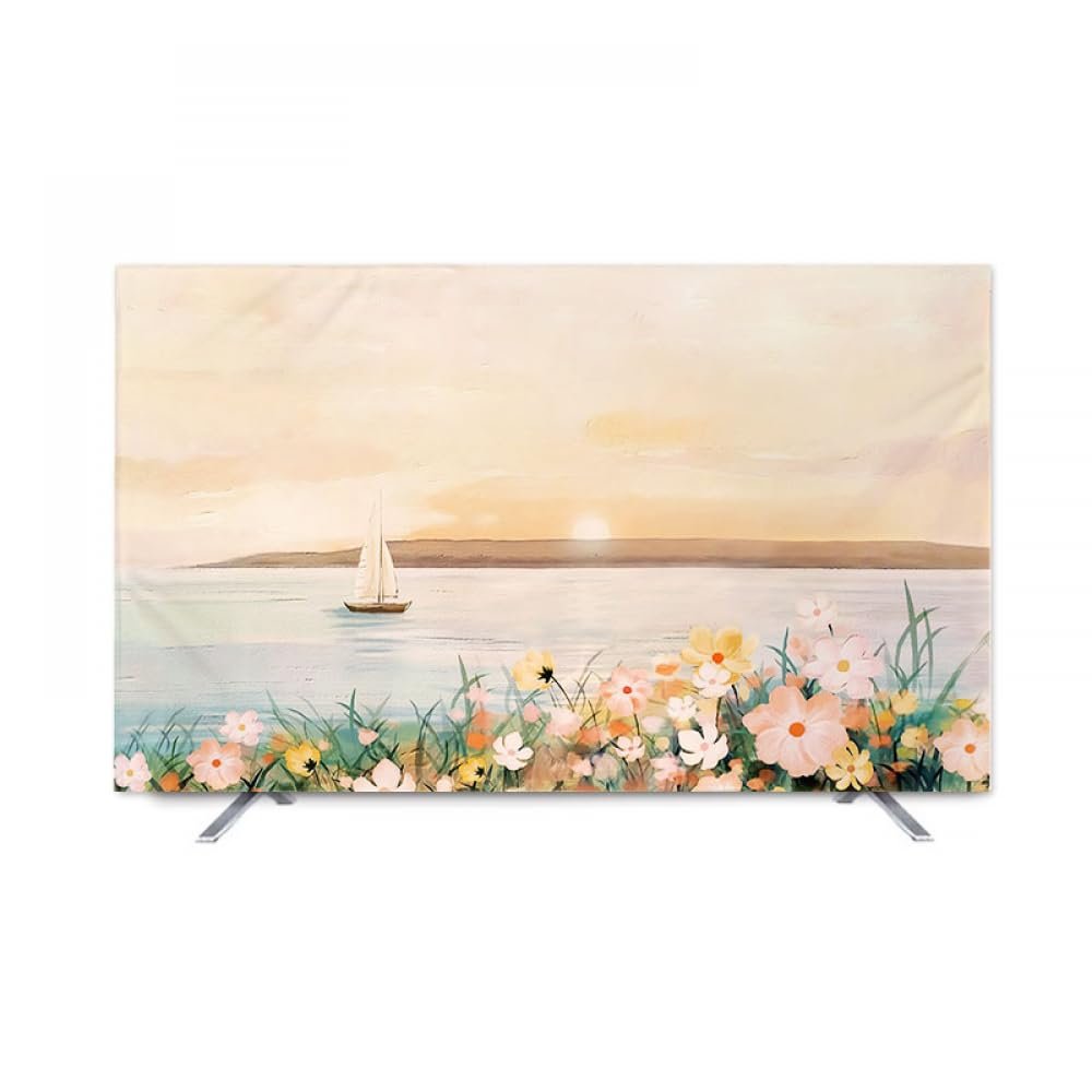 GSGC TV Cover TV Dust Covers 32-80Inch LCD/LED TV /computer Dust Cover Cloth Indoor Art Decor Printing Paintings Desktop/Hanging/Curved Universal Monitor Screen Protectors-Gold-2||80 inch