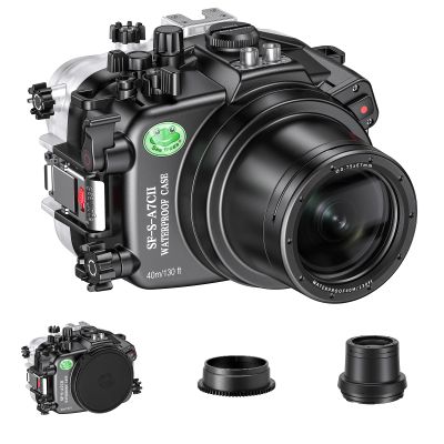 Sea frogs Underwater Camera Case Compatible with Sony A7C-II for FE 28-70mm F3.5-5.6 OSS IPX8 40m/130ft Maximum Diving Depth A7C-2 Waterproof Camera Housing for Diving, Surfing, Rowing A7C II