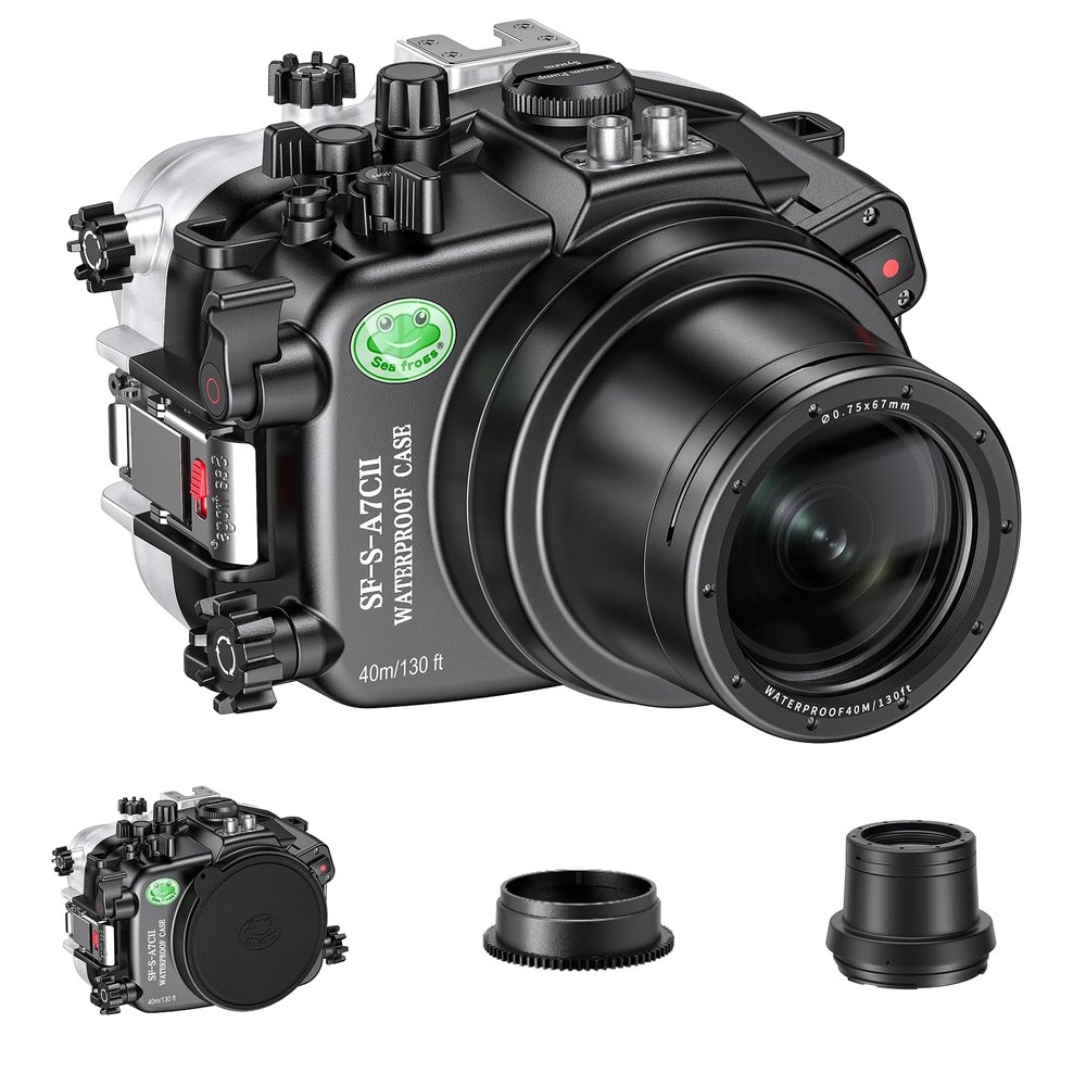 Sea frogs Underwater Camera Case Compatible with Sony A7C-II for FE 28-70mm F3.5-5.6 OSS IPX8 40m/130ft Maximum Diving Depth A7C-2 Waterproof Camera Housing for Diving, Surfing, Rowing A7C II