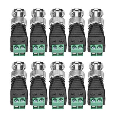 ZAWELIYO 10Pcs Green BNC Male Connector Terminal CCTV Video Balun Camera,no Need Soldering for Security Systems