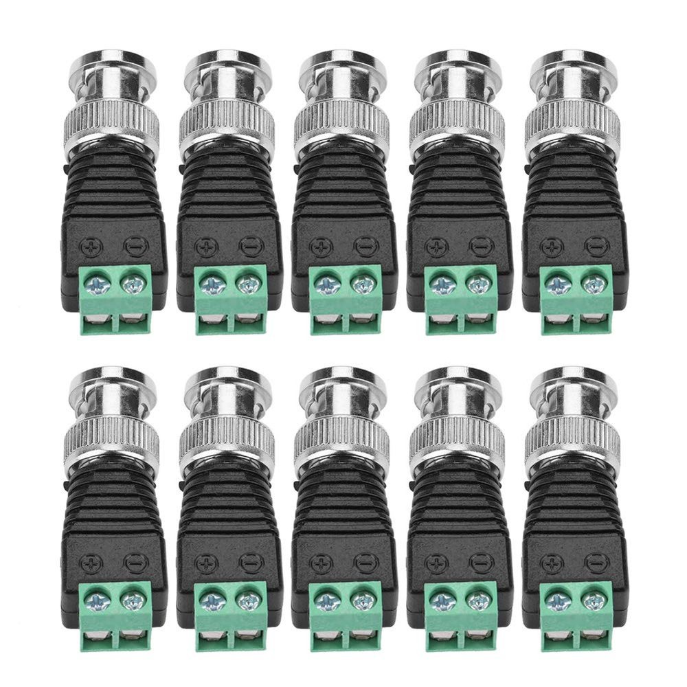 ZAWELIYO 10Pcs Green BNC Male Connector Terminal CCTV Video Balun Camera,no Need Soldering for Security Systems