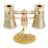 DirectNine Basics Portable Monocular 3 X 25 Classic Foldable Opera Glasses Binoculars Metal Body with Chain Optical Lens Theater Telescope Retro Design Women Gifts, Gold view 1