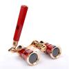 DirectNine Basics Portable Monocular 3x25 Brass Coated Lens Binocular Telescope Opera Theater Glasses with Retractable Handle for Watching Women Girls Gifts, Red view 2