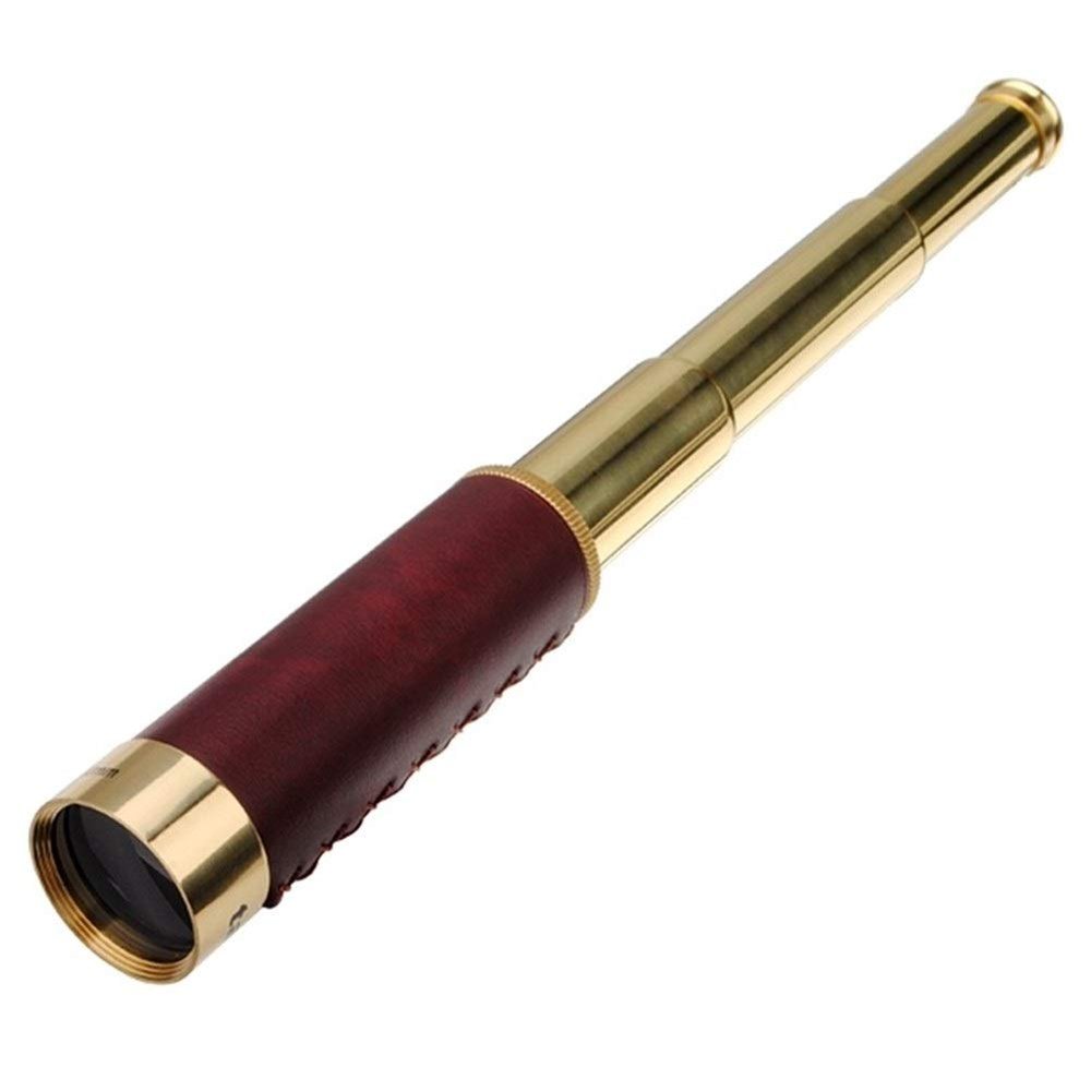 DirectNine Basics Portable Monocular Monocular Telescope Leather Pirate 25x30 Binoculars Three Sections Stretch High-Definition Telescope Outdoor Camping, Gold