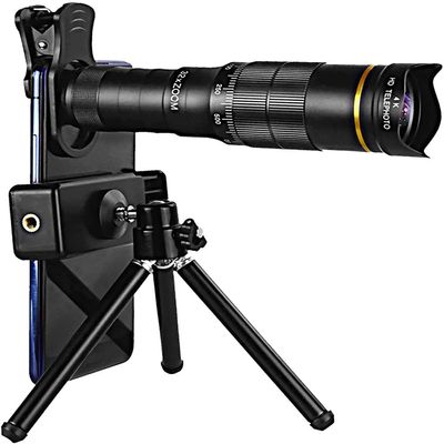 DirectNine Basics Portable Monocular Monocular Telescope 4K Telephoto Zoom Telescope, High Power Lightweight Telescope Lens Clear BAK4 Prism with Smartphone Clip and Tripod for Bird Watching Hiking