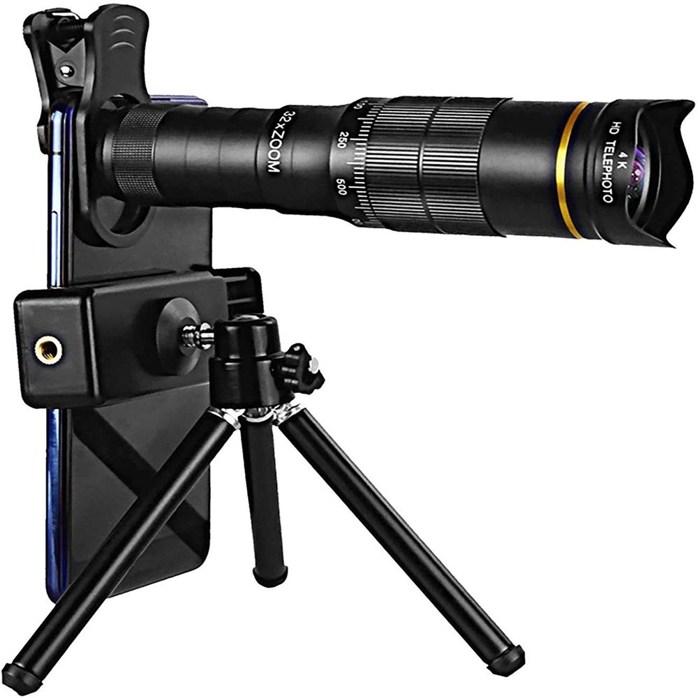 DirectNine Basics Portable Monocular Monocular Telescope 4K Telephoto Zoom Telescope, High Power Lightweight Telescope Lens Clear BAK4 Prism with Smartphone Clip and Tripod for Bird Watching Hiking