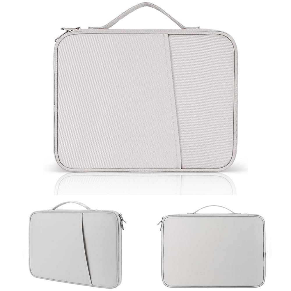 8-13 Inch Tablet Carrying Case, Padded Protective Bag Travel Sleeve with Smart Accessories Organization for Tablets/iPad (White, 12.9-13 inch)